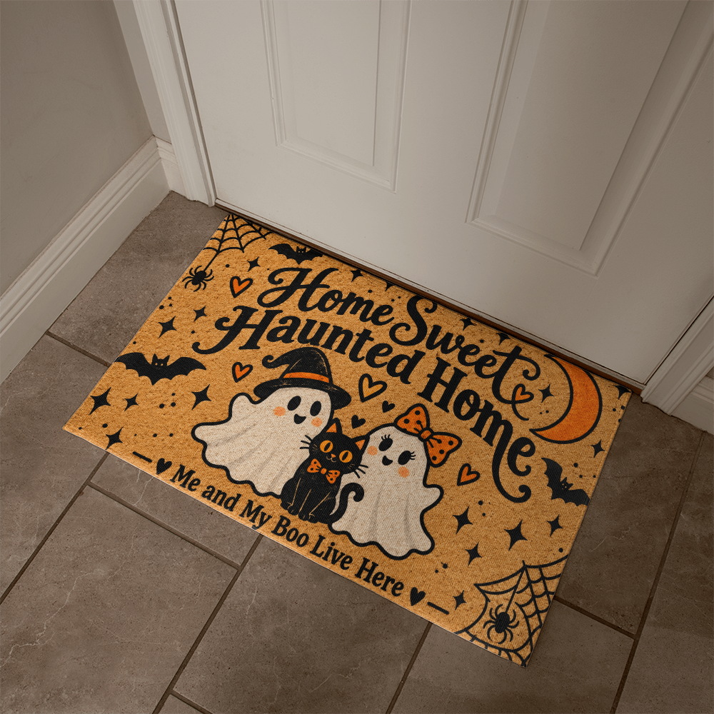 Home Sweet Haunted Home Welcome Mat – Me and My Boo Halloween Doormat