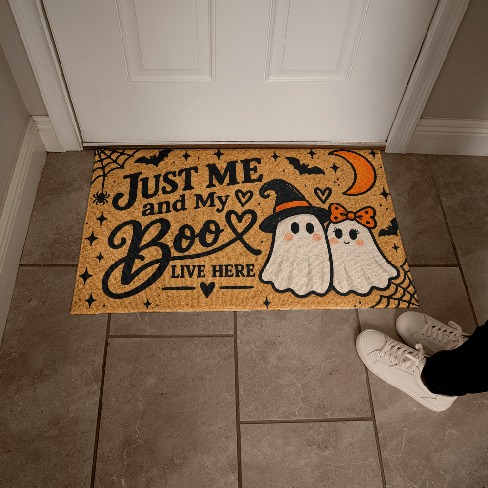 Just Me and My Boos Halloween Welcome Mat – Cute Ghost Doormat