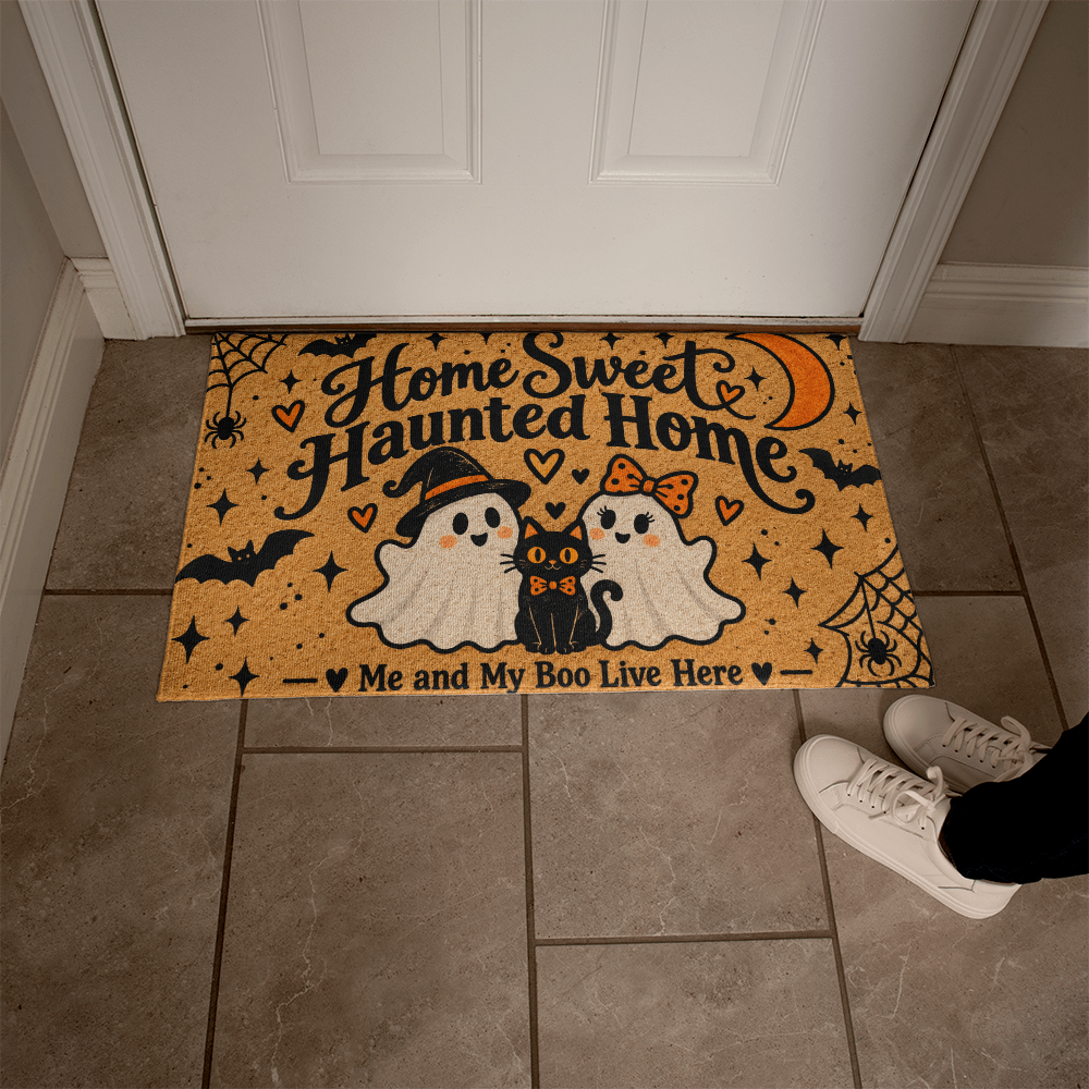 Home Sweet Haunted Home Welcome Mat – Me and My Boo Halloween Doormat