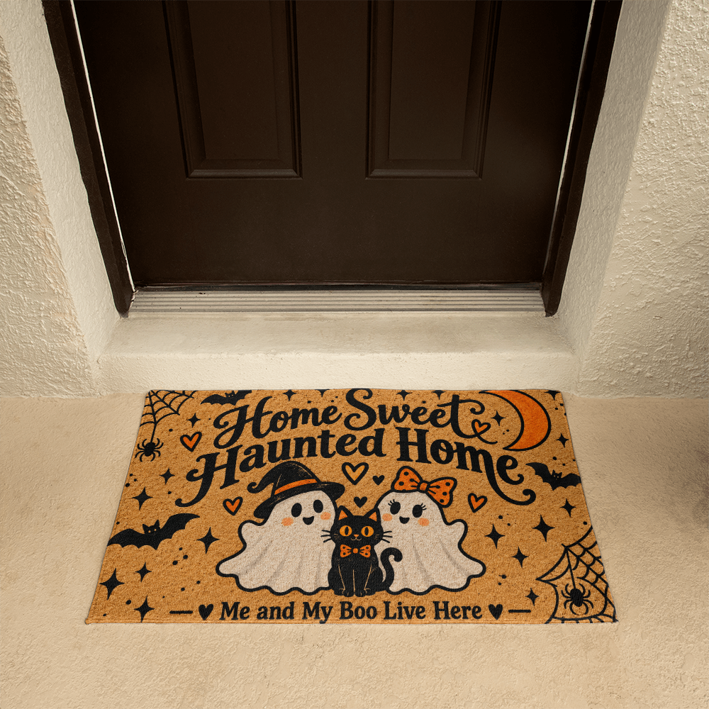 Home Sweet Haunted Home Welcome Mat – Me and My Boo Halloween Doormat