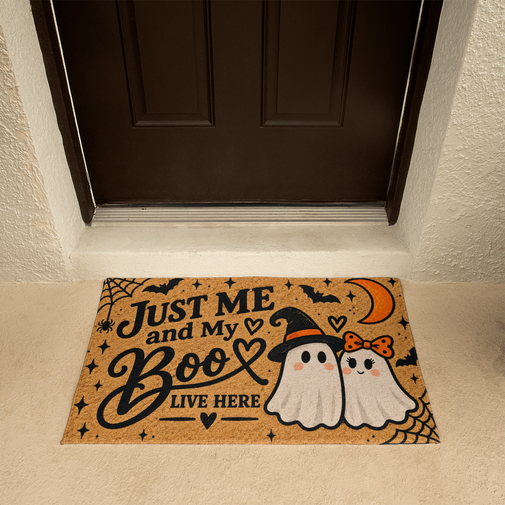 Just Me and My Boos Halloween Welcome Mat – Cute Ghost Doormat