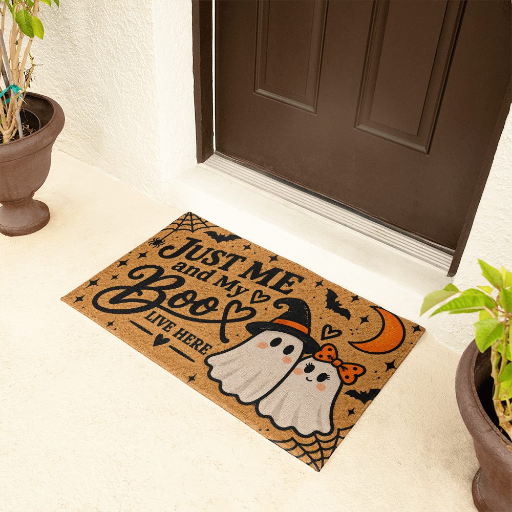 Just Me and My Boos Halloween Welcome Mat – Cute Ghost Doormat