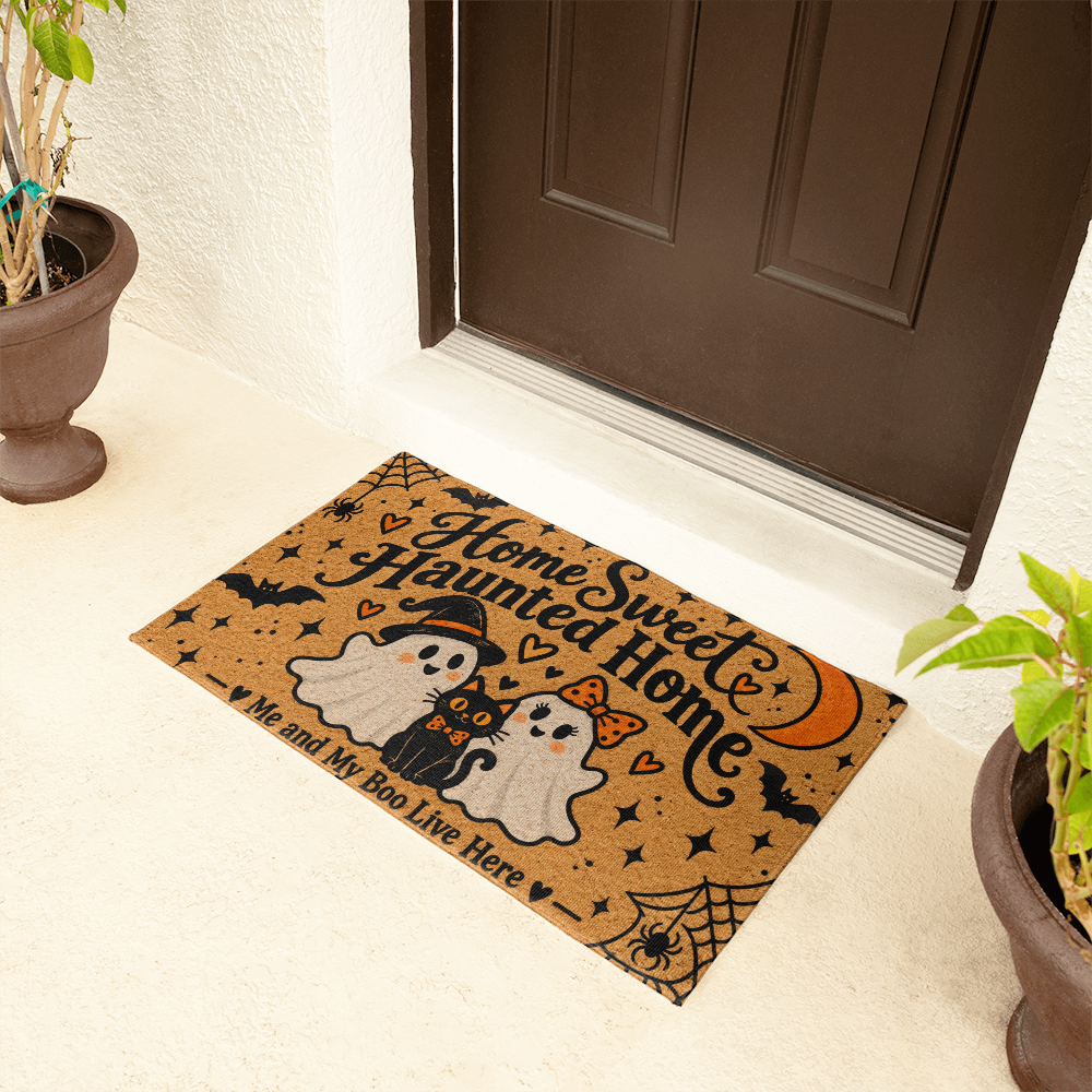Home Sweet Haunted Home Welcome Mat – Me and My Boo Halloween Doormat