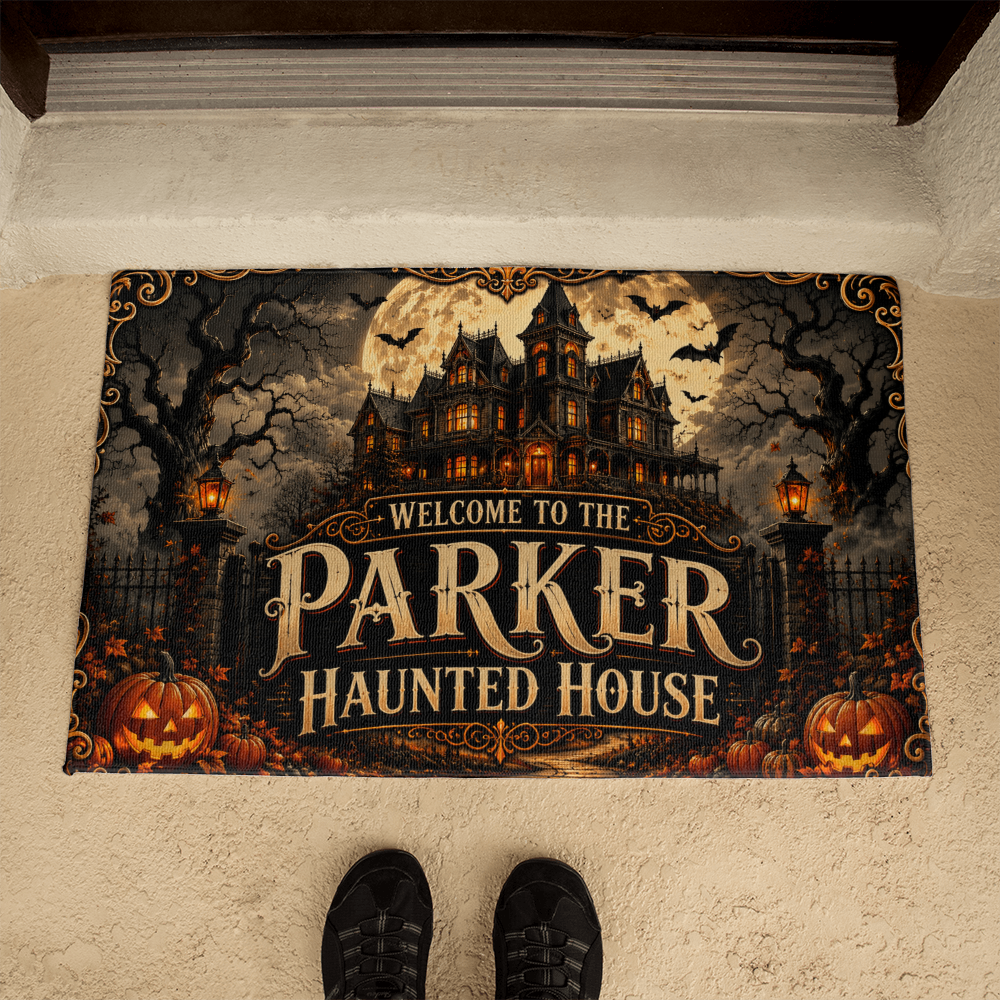 Personalized Haunted House Halloween Welcome Mat