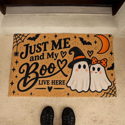 Just Me and My Boos Halloween Welcome Mat – Cute Ghost Doormat