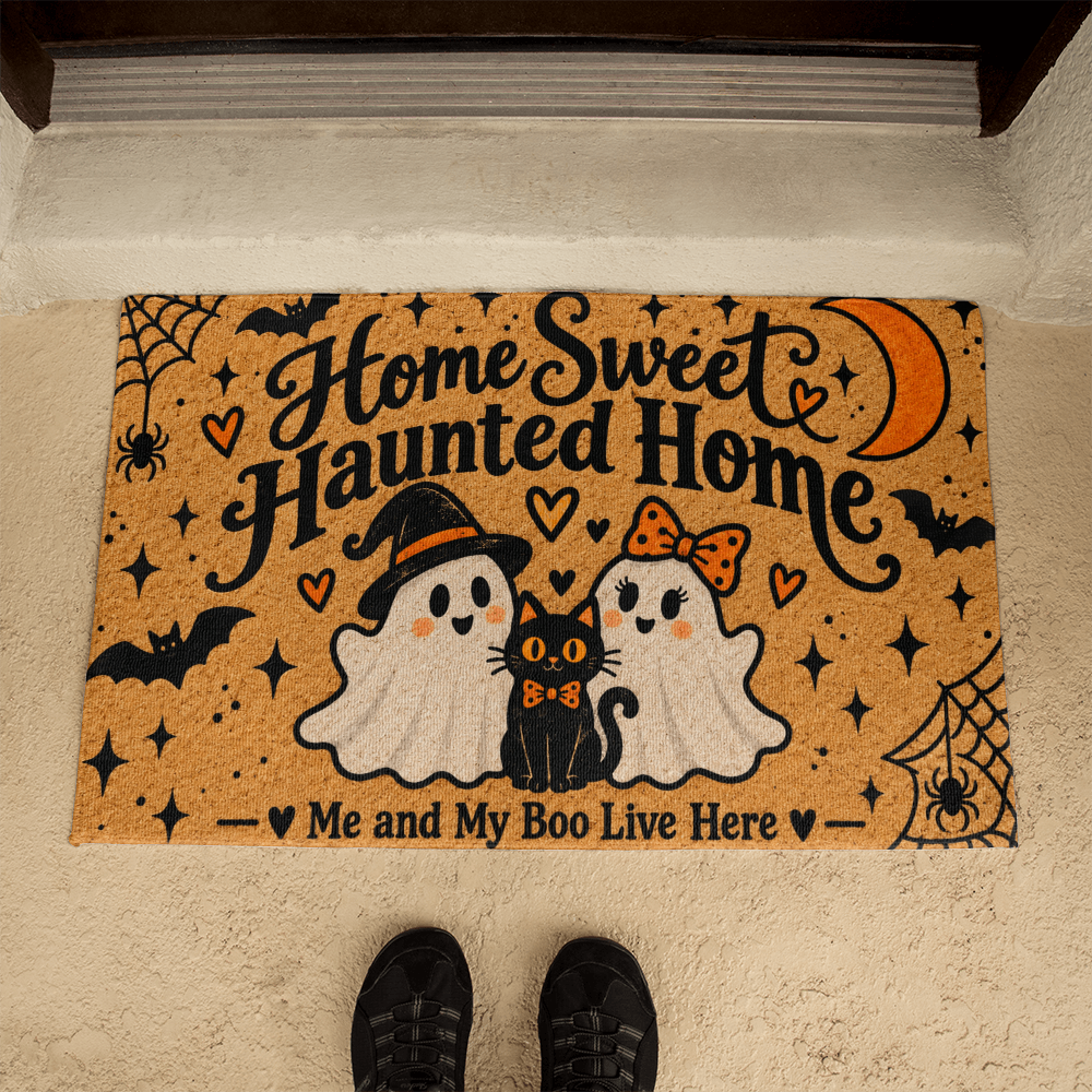 Home Sweet Haunted Home Welcome Mat – Me and My Boo Halloween Doormat