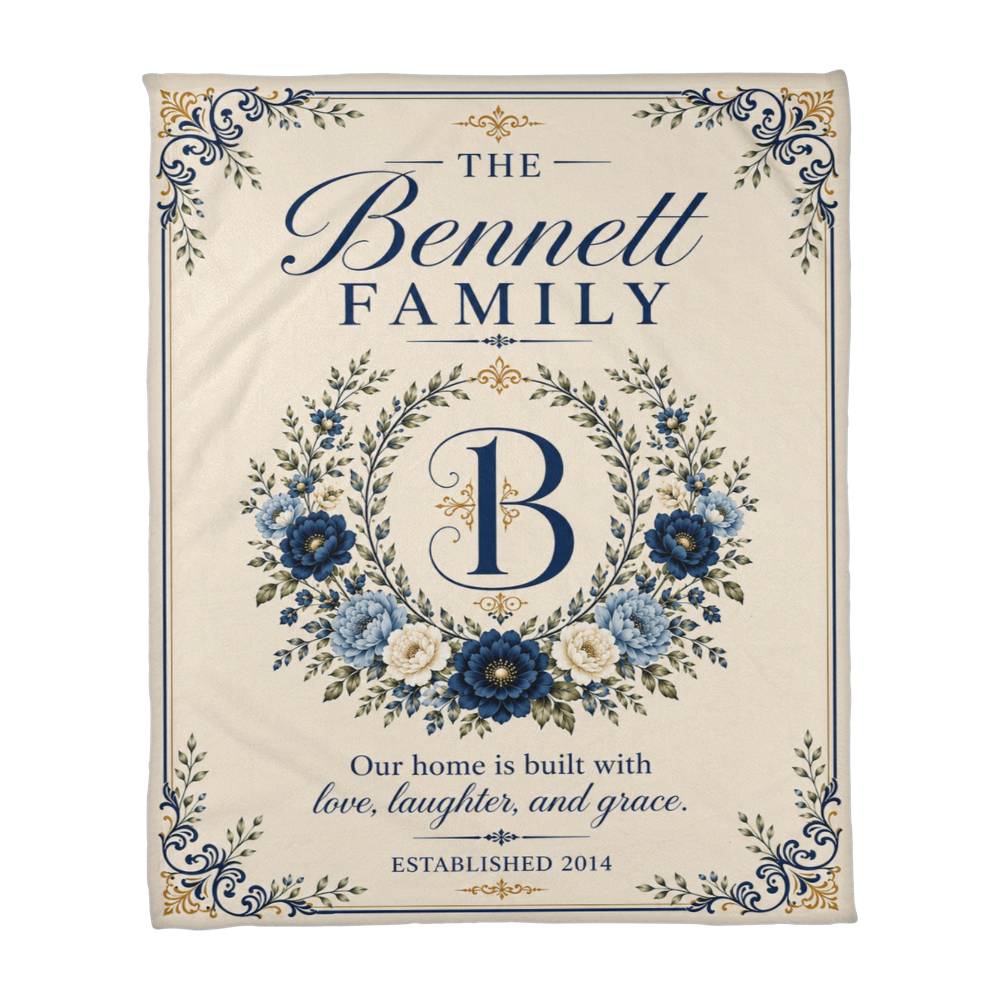Personalized Family Name & Established Date Keepsake Blanket