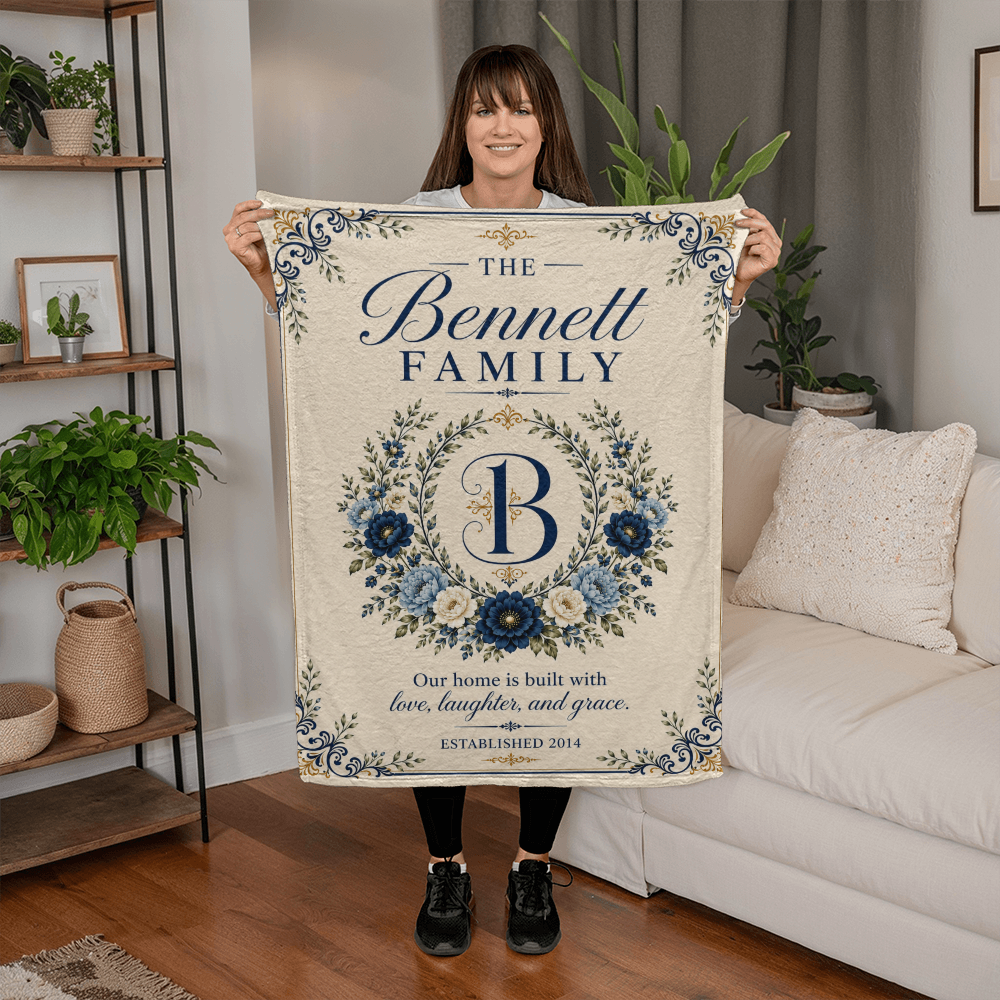 Personalized Family Name & Established Date Keepsake Blanket