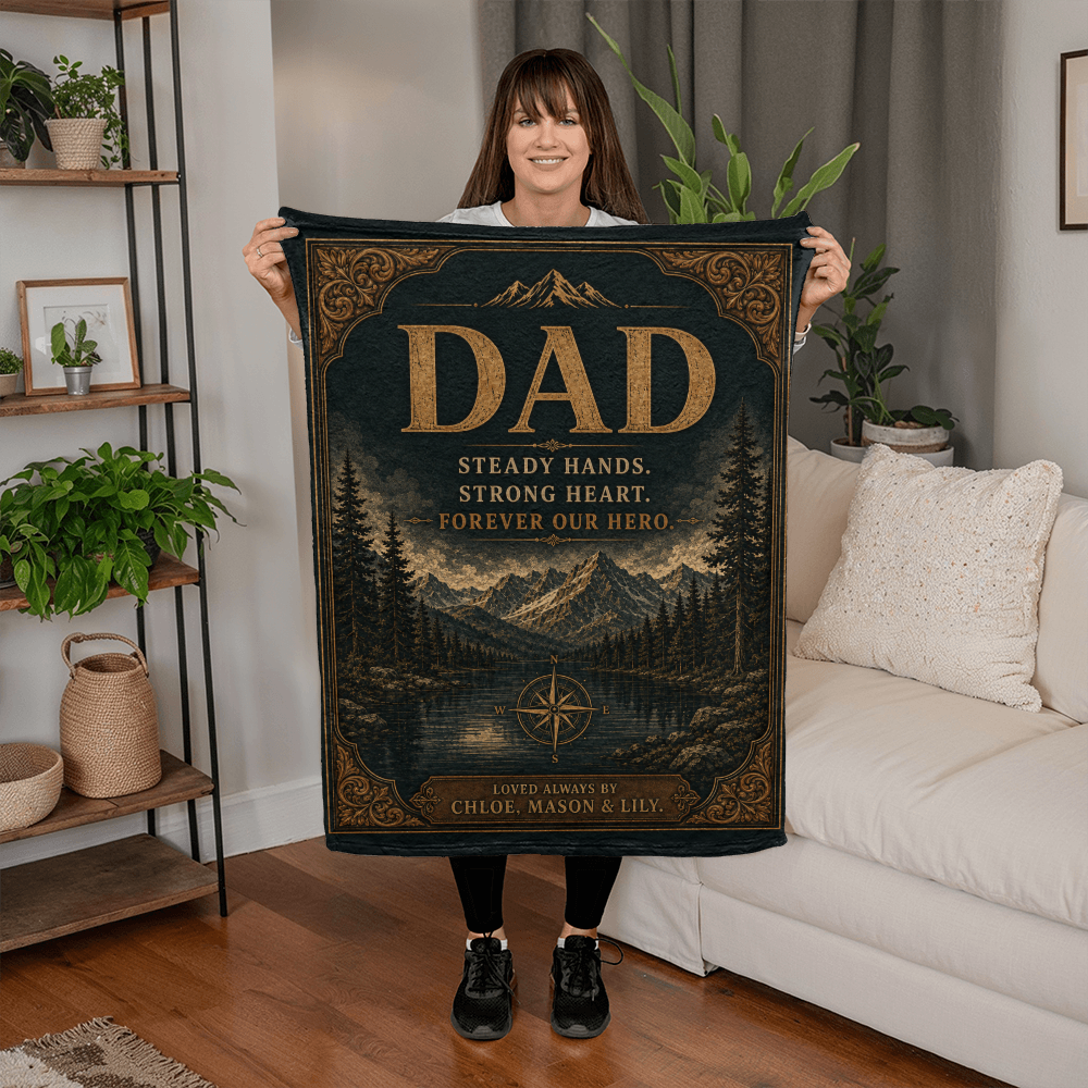 Personalized Dad – Forever Our Hero Keepsake Blanket