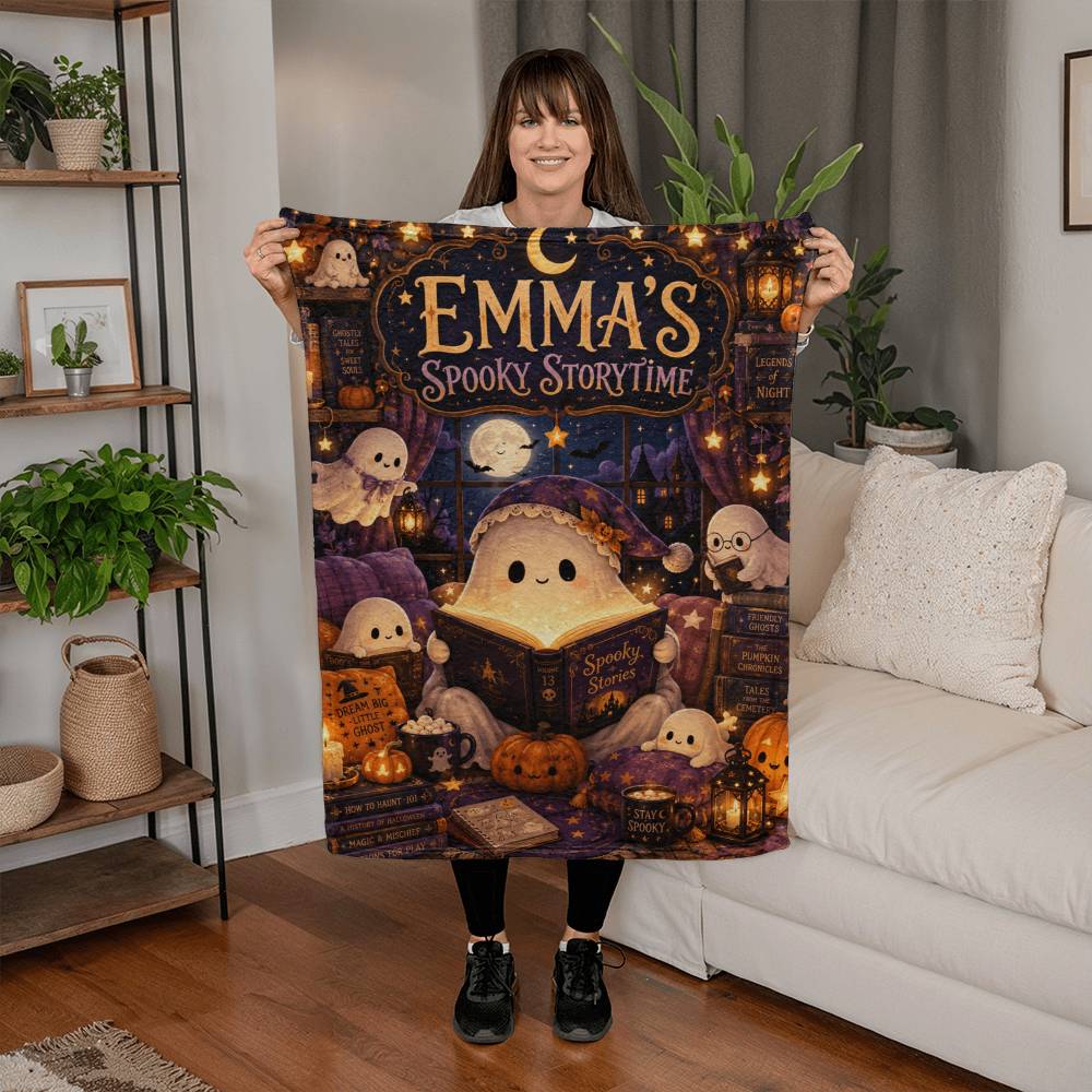 Personalized Spooky Storytime Halloween Keepsake Blanket