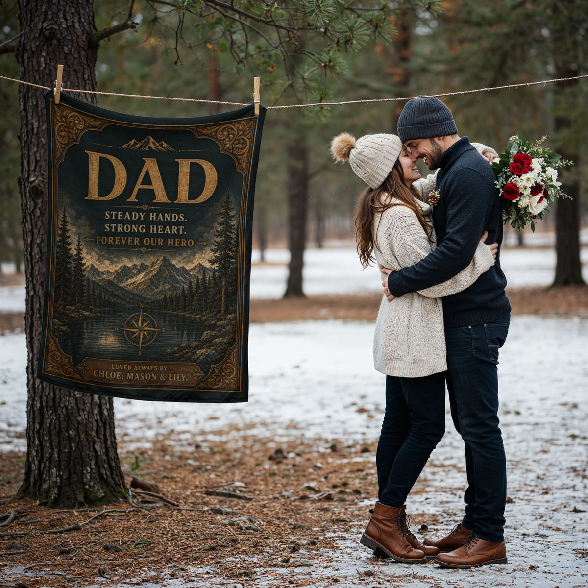 Personalized Dad – Forever Our Hero Keepsake Blanket