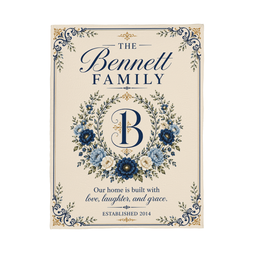 Personalized Family Name & Established Date Keepsake Blanket