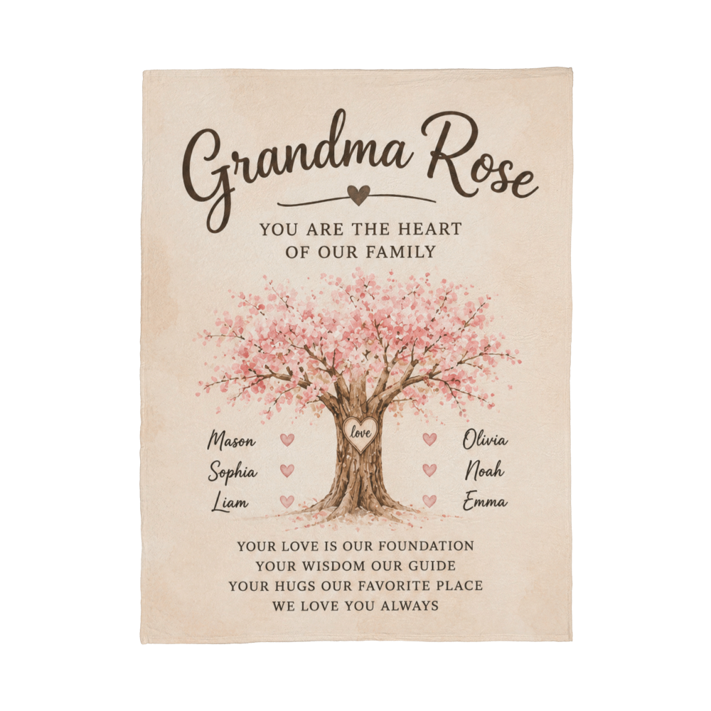 Personalized Grandma & Grandchildren Family Tree Keepsake Blanket