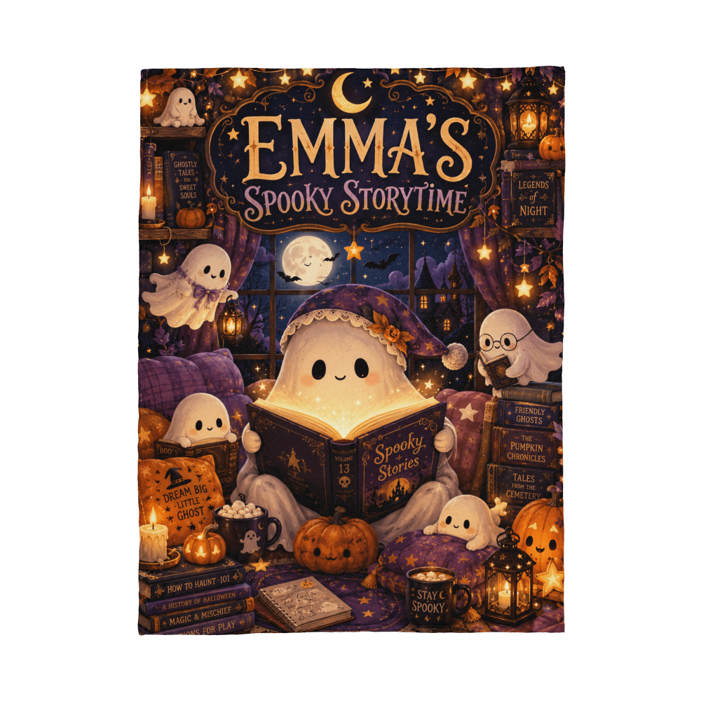 Personalized Spooky Storytime Halloween Keepsake Blanket