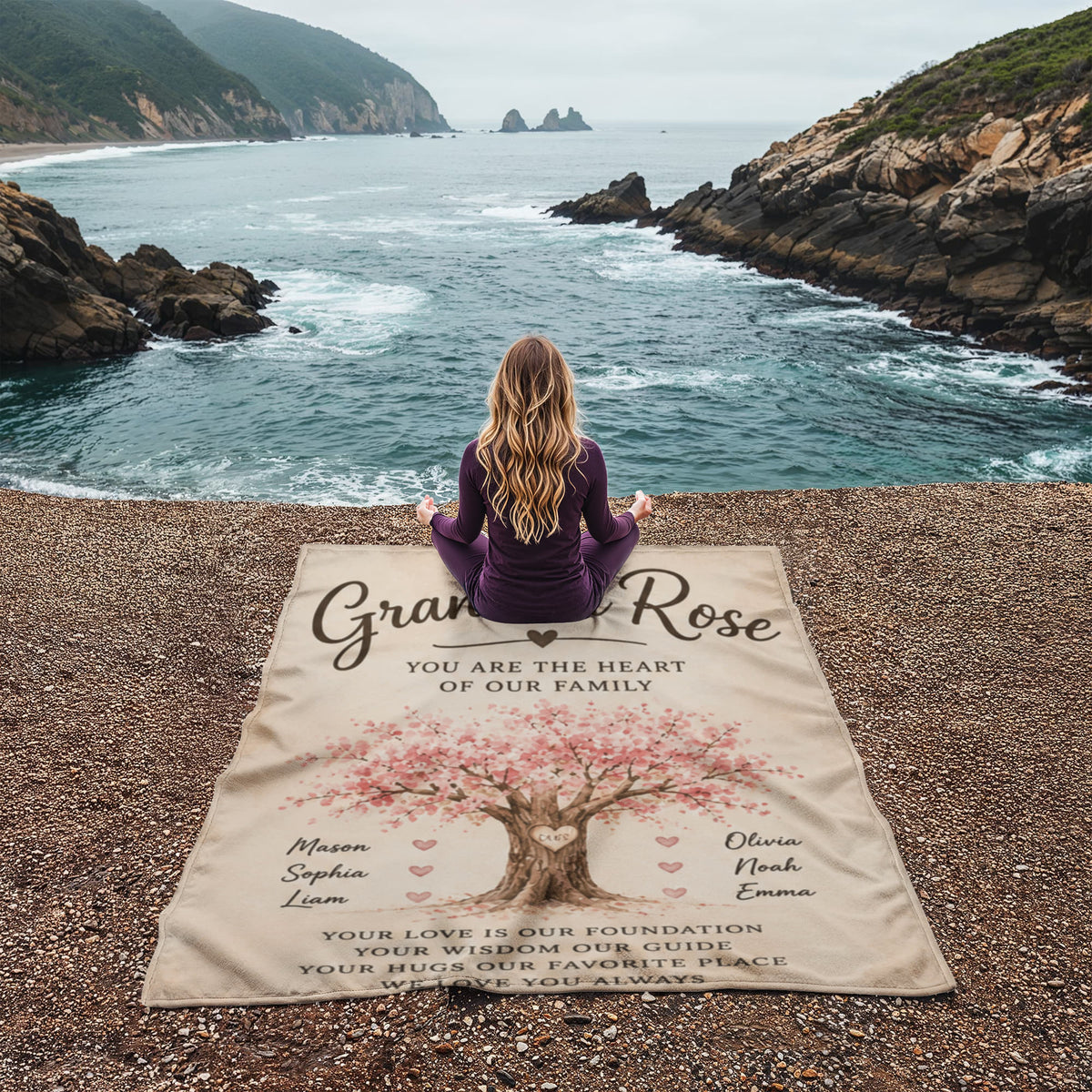 Personalized Grandma & Grandchildren Family Tree Keepsake Blanket