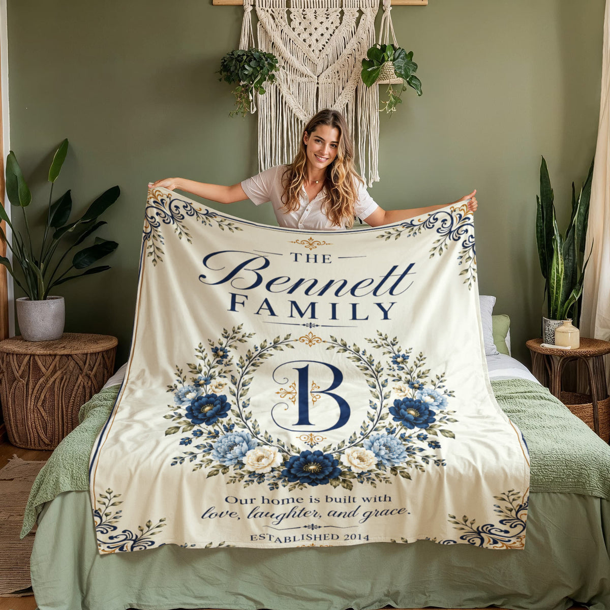 Personalized Family Name & Established Date Keepsake Blanket