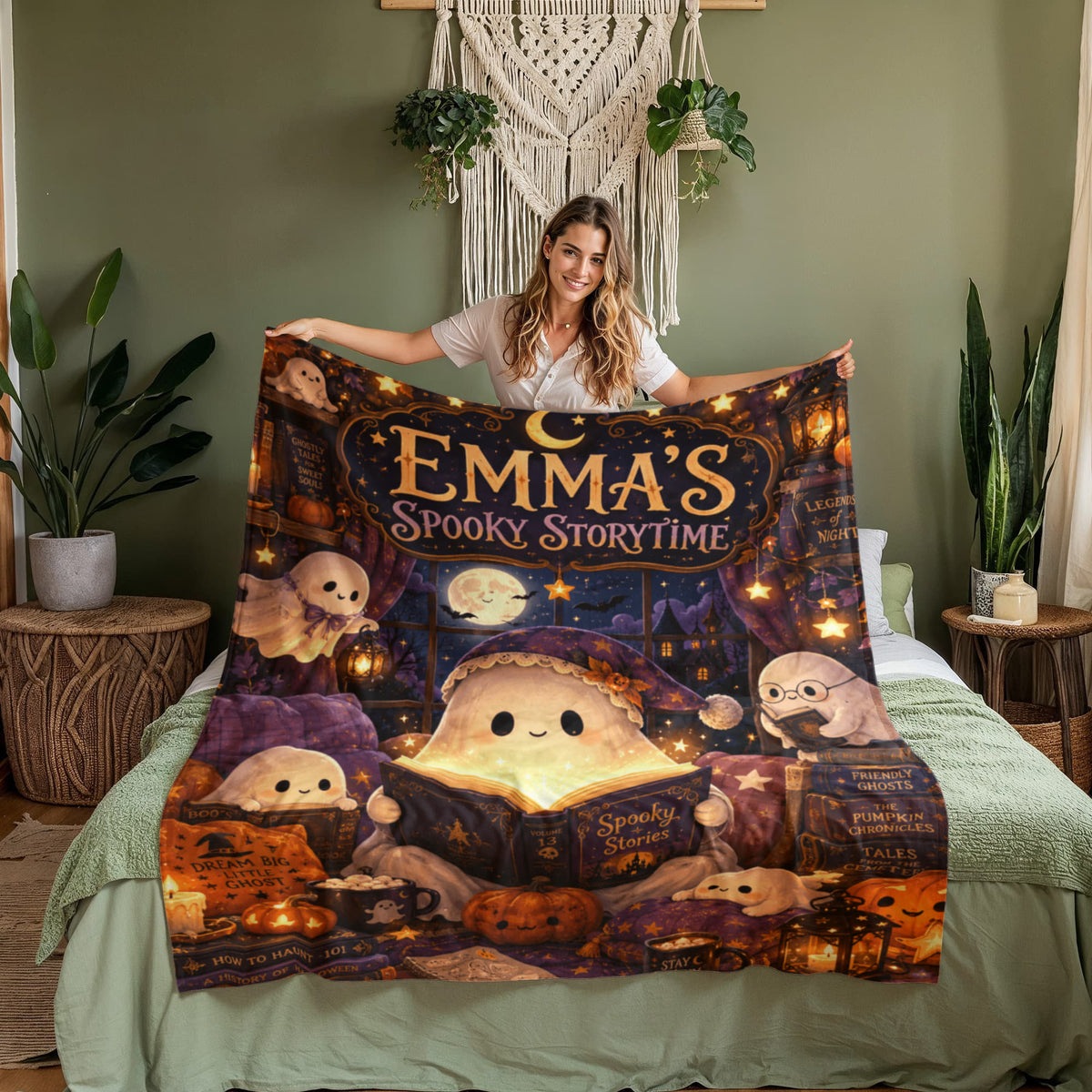 Personalized Spooky Storytime Halloween Keepsake Blanket