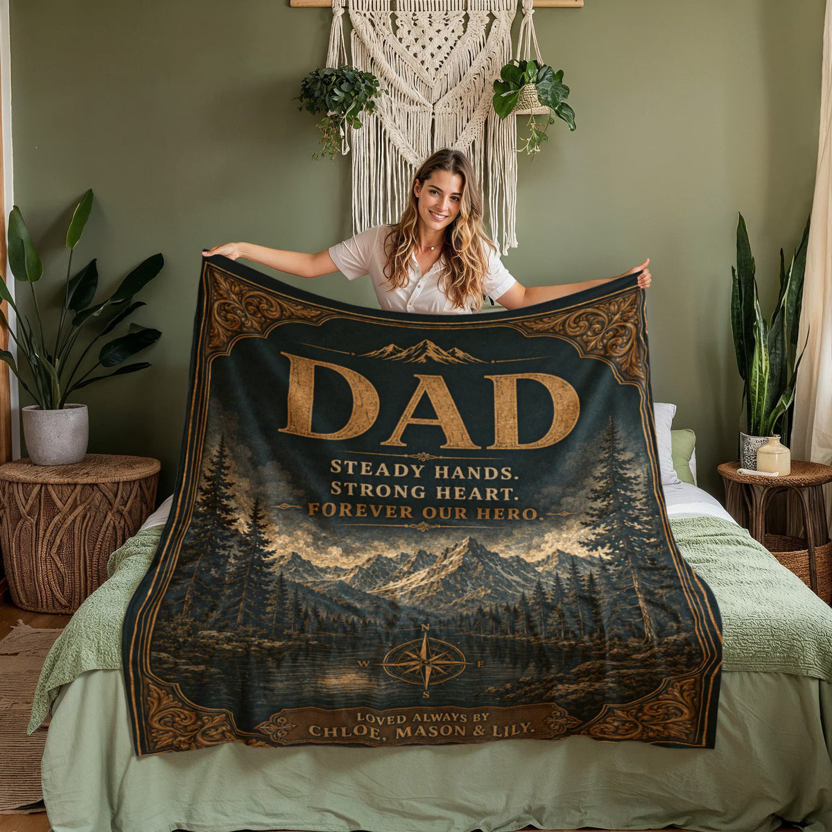 Personalized Dad – Forever Our Hero Keepsake Blanket