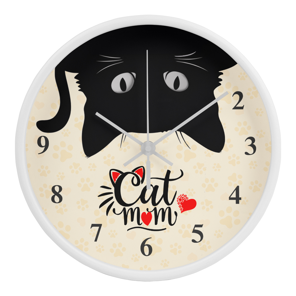 Cat Mom Paw Print Wall Clock
