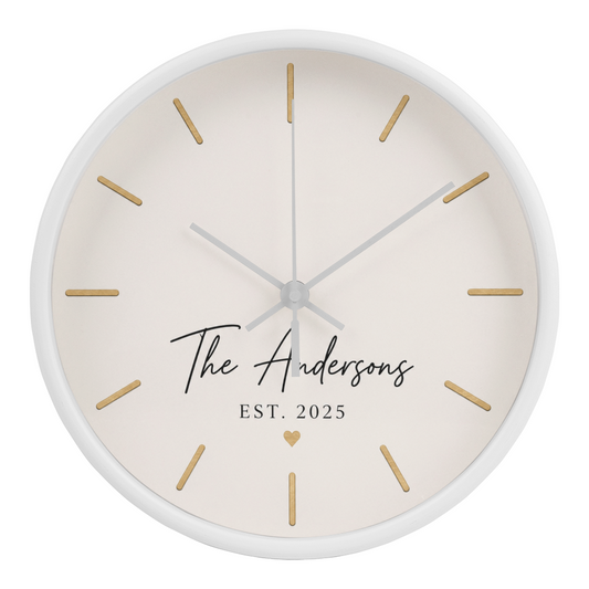 Customizable Family Name & Established Date Clock