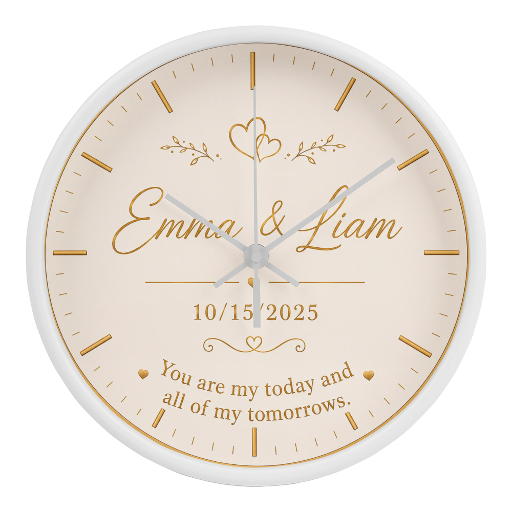 Romantic Wedding Keepsake - Custom Couple Name & Date Clock