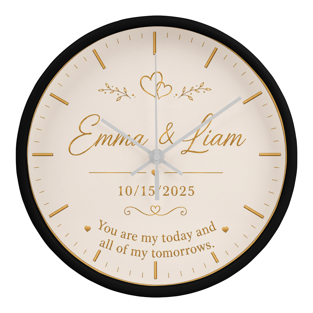 Romantic Wedding Keepsake - Custom Couple Name & Date Clock