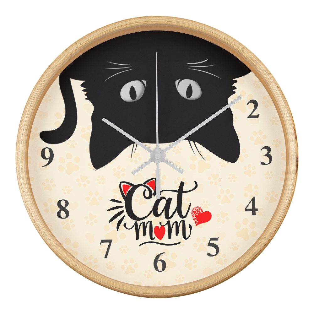 Cat Mom Paw Print Wall Clock