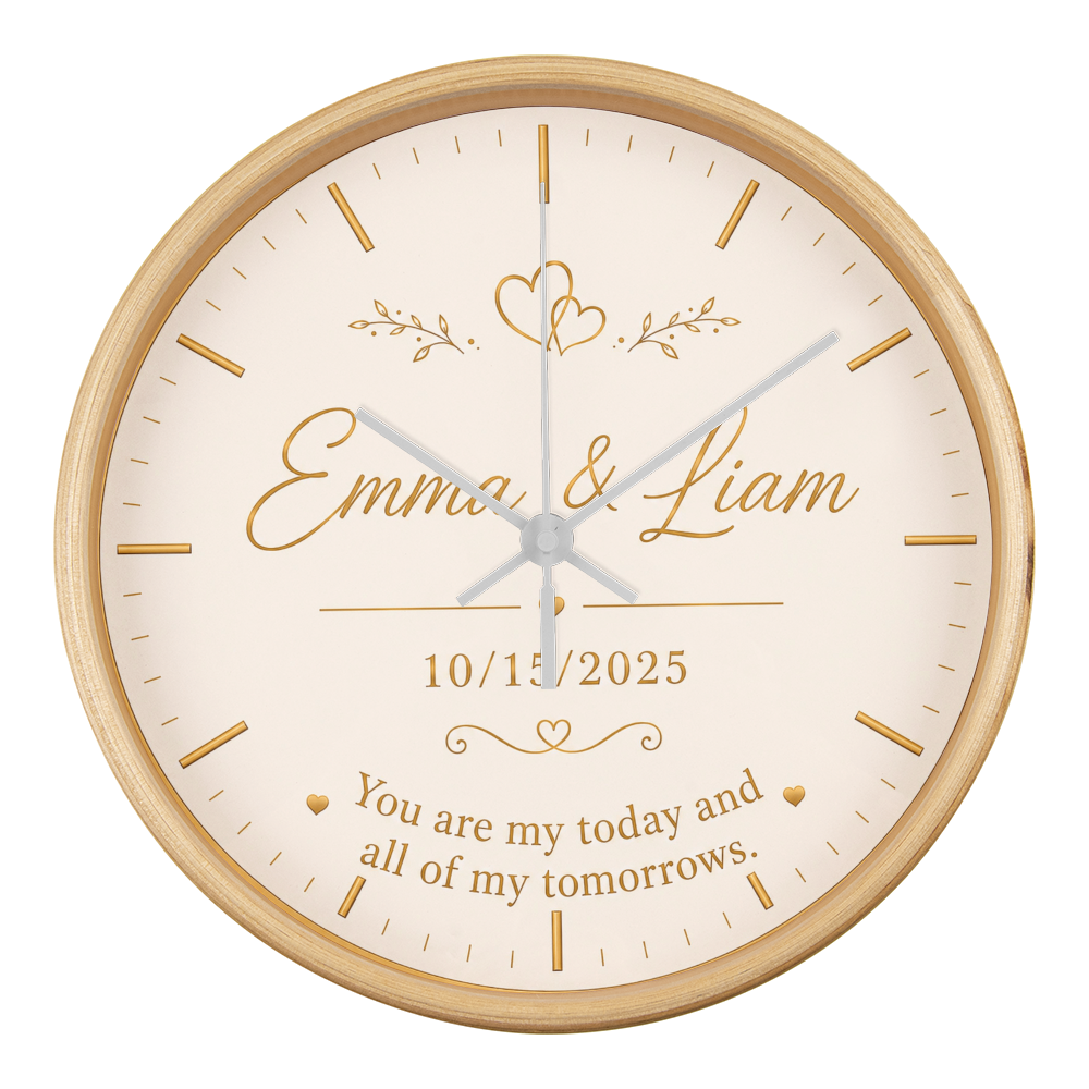Romantic Wedding Keepsake - Custom Couple Name & Date Clock