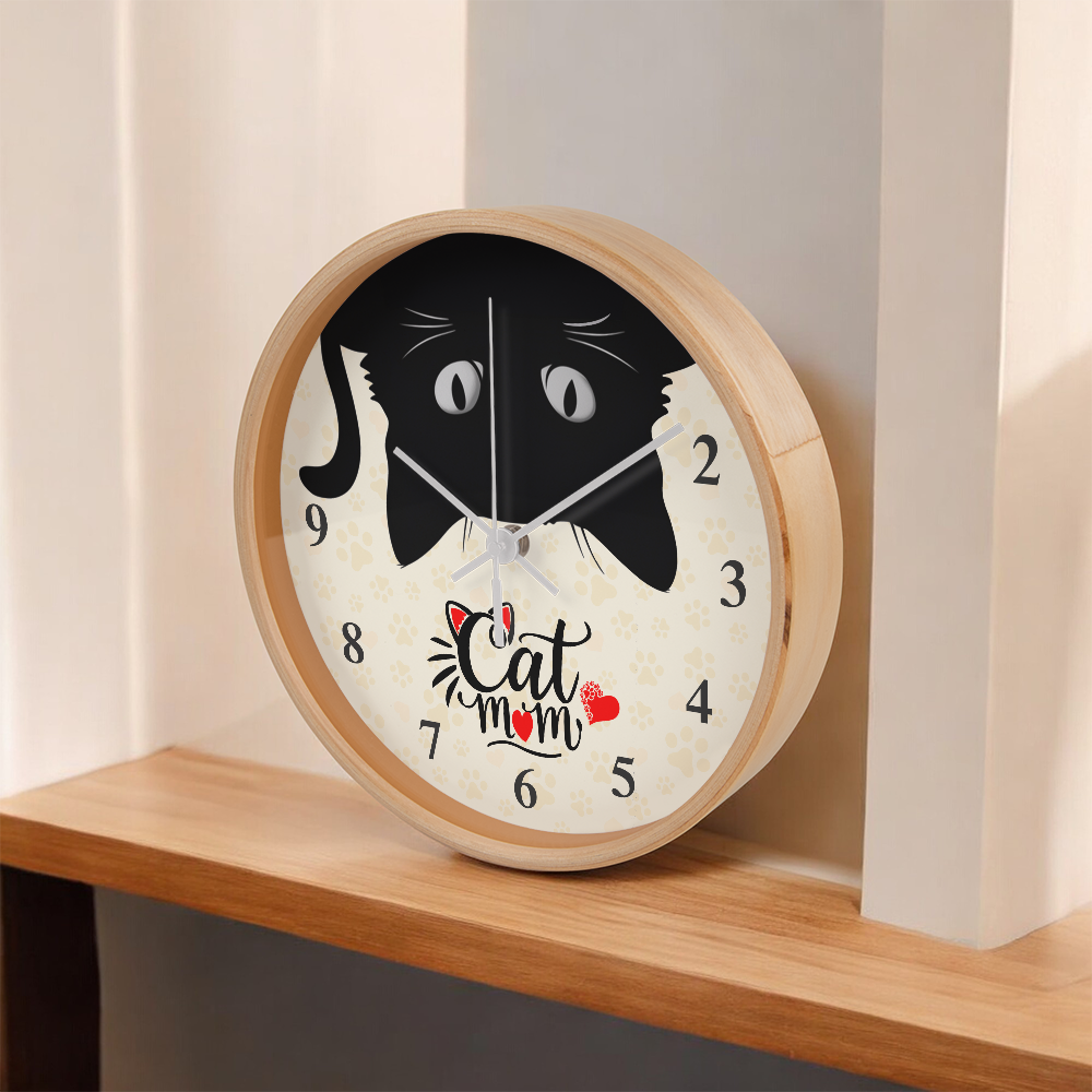 Cat Mom Paw Print Wall Clock
