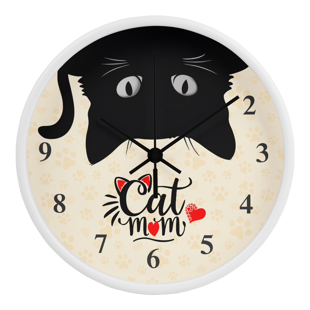 Cat Mom Paw Print Wall Clock