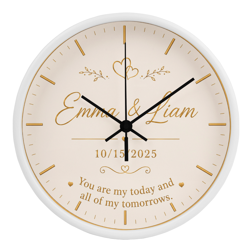 Romantic Wedding Keepsake - Custom Couple Name & Date Clock