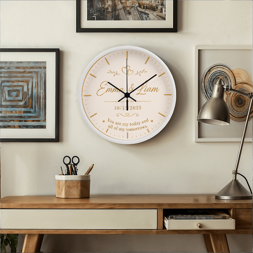 Romantic Wedding Keepsake - Custom Couple Name & Date Clock
