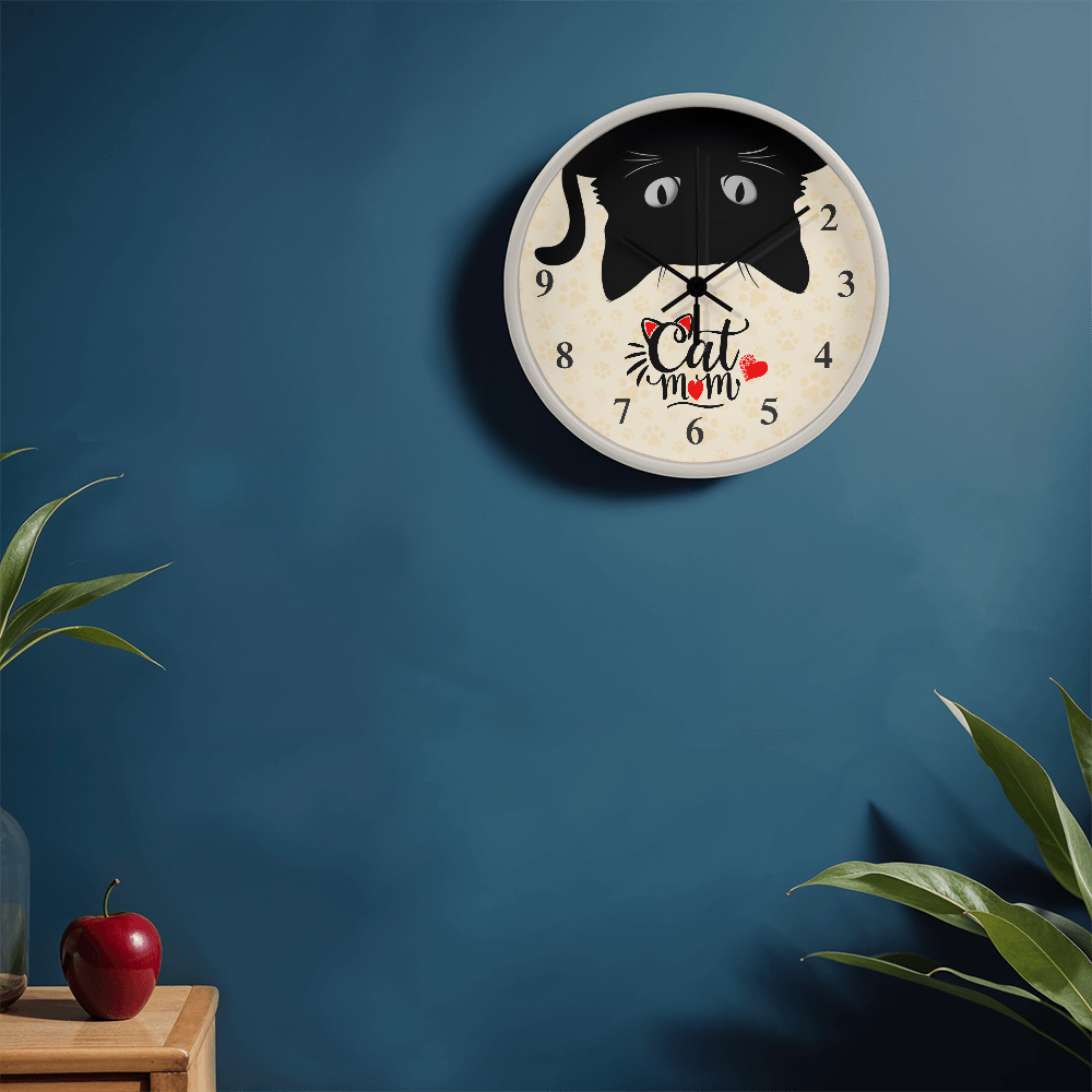 Cat Mom Paw Print Wall Clock