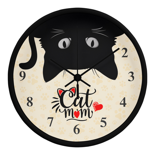 Cat Mom Paw Print Wall Clock
