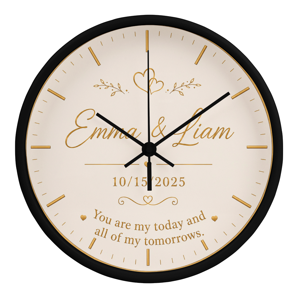 Romantic Wedding Keepsake - Custom Couple Name & Date Clock