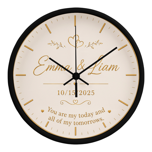 Romantic Wedding Keepsake - Custom Couple Name & Date Clock