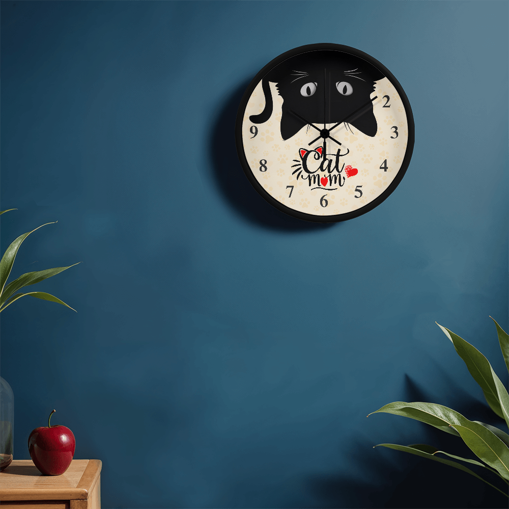 Cat Mom Paw Print Wall Clock