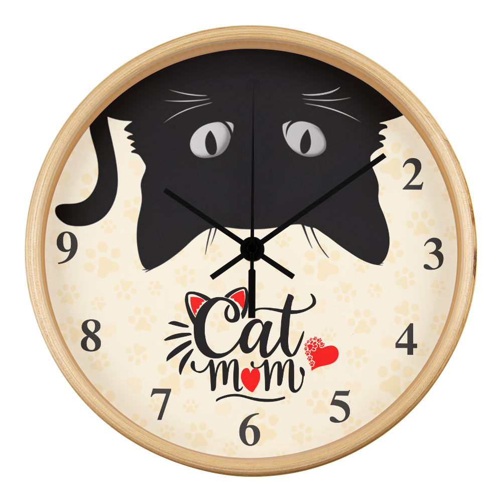 Cat Mom Paw Print Wall Clock