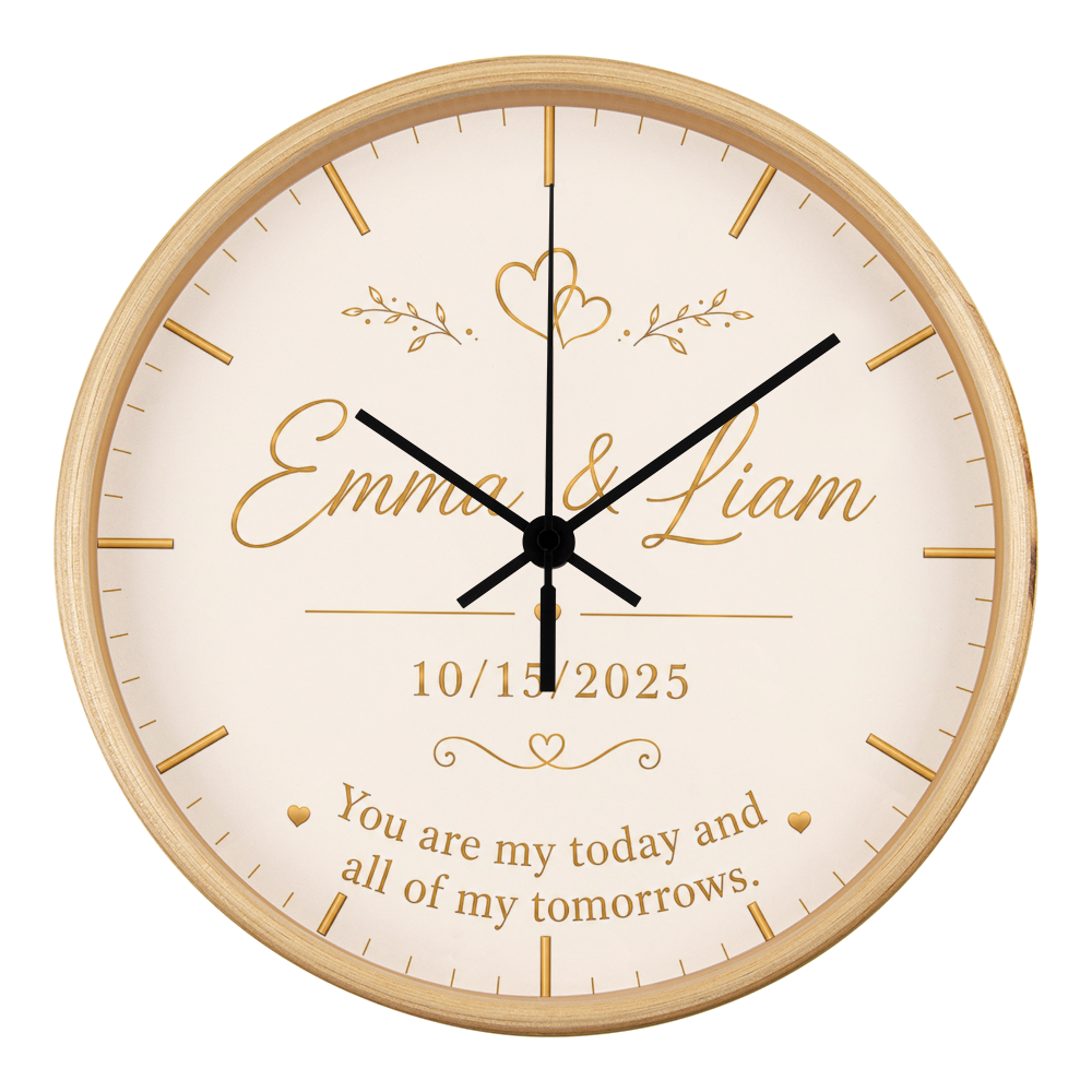 Romantic Wedding Keepsake - Custom Couple Name & Date Clock
