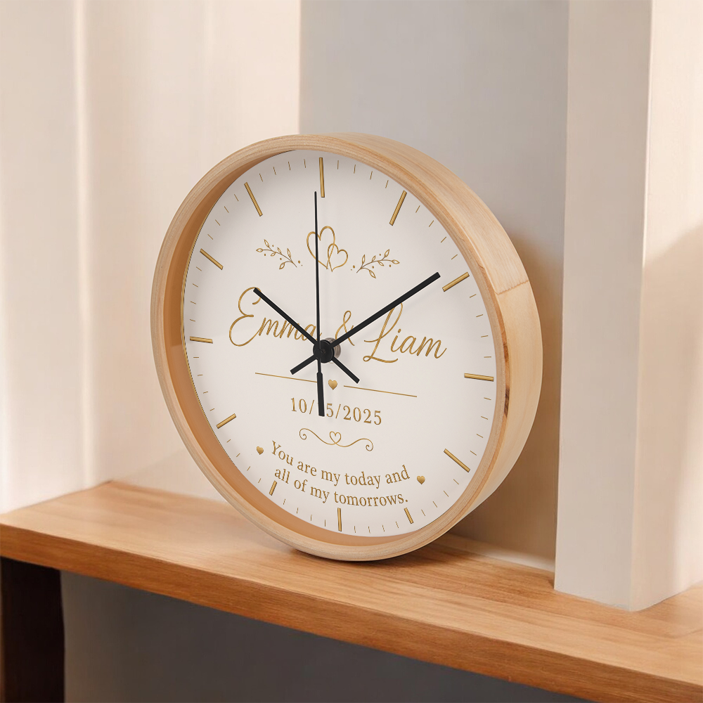 Romantic Wedding Keepsake - Custom Couple Name & Date Clock