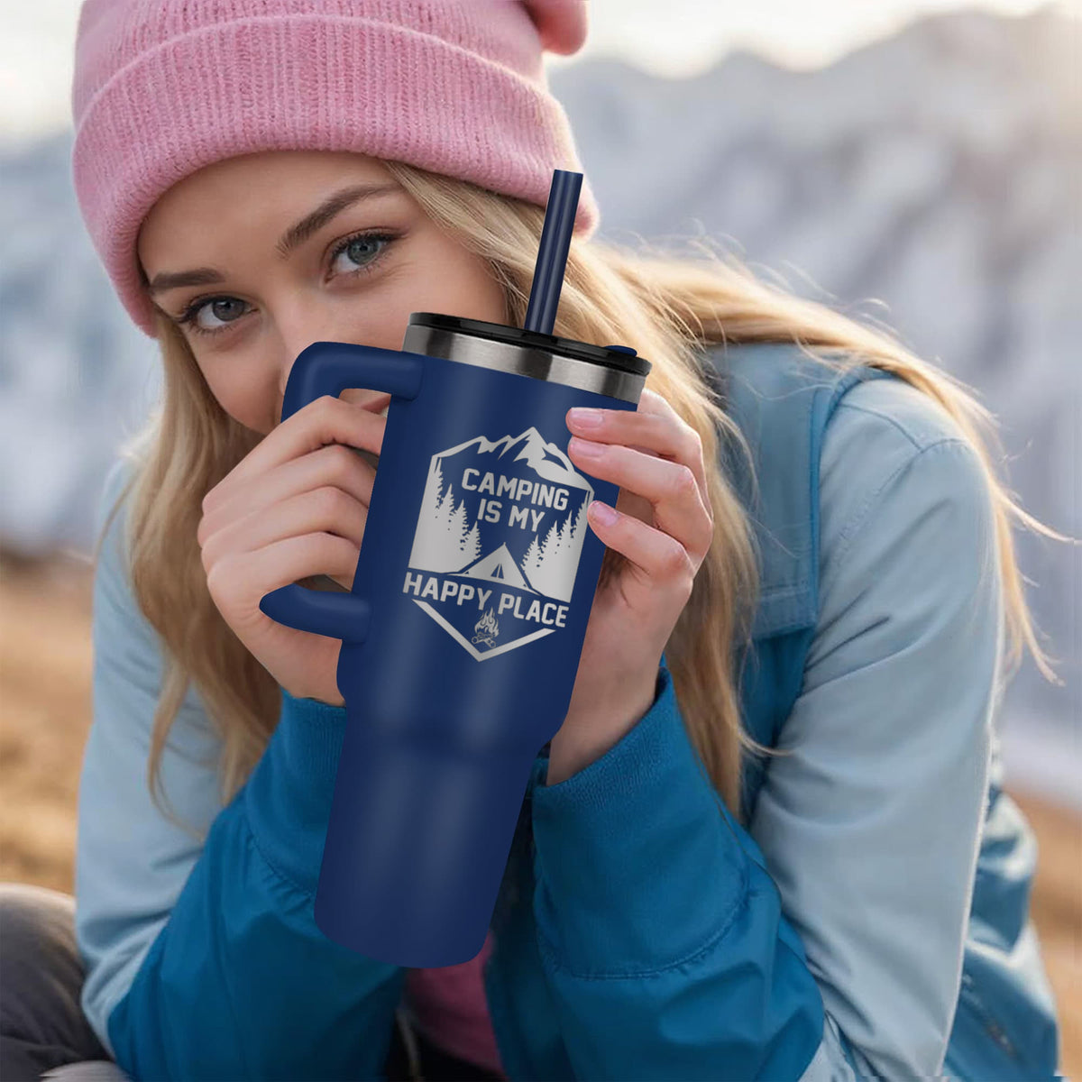 Camping Is My Happy Place Adventure Tumbler