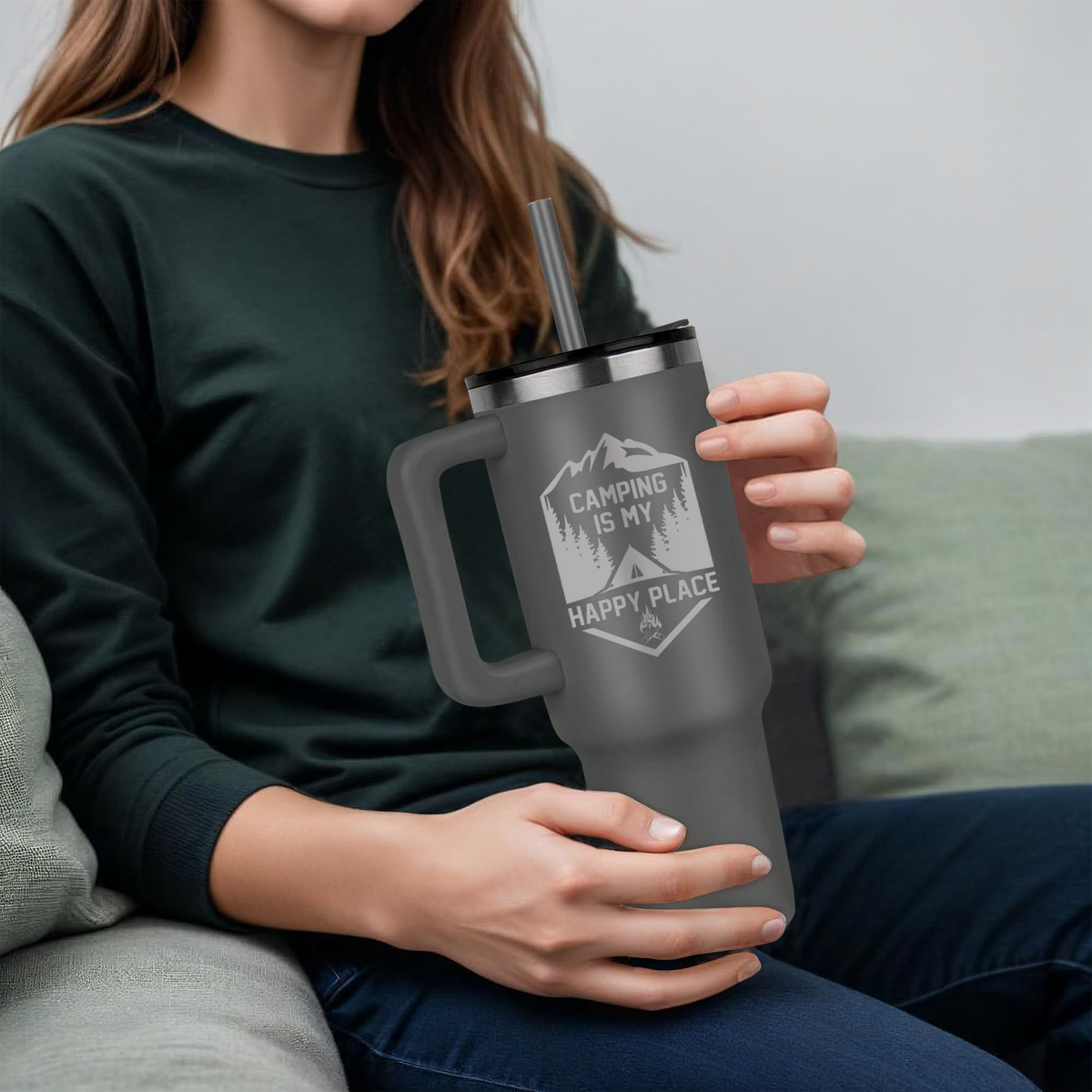 Camping Is My Happy Place Adventure Tumbler