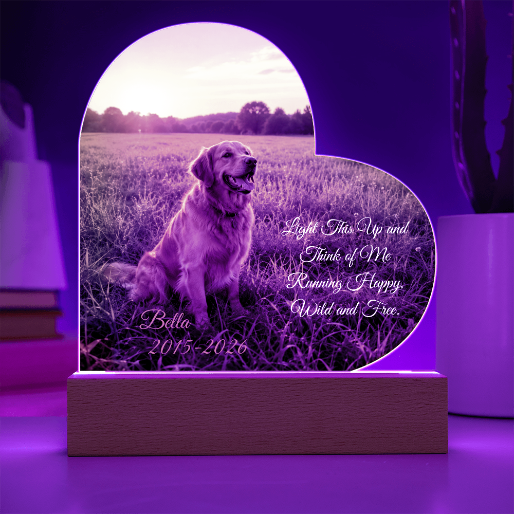 Personalized Pet Memorial Heart LED Plaque