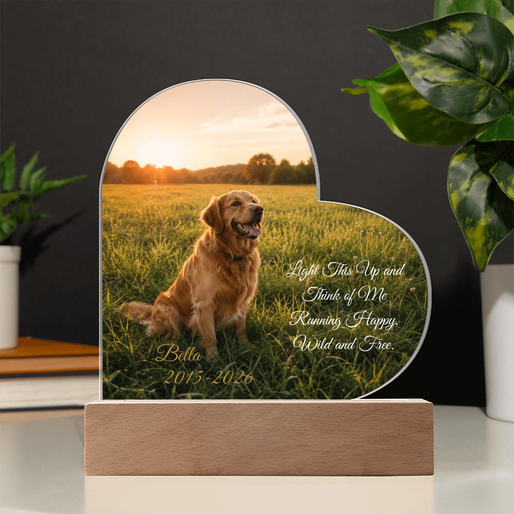 Personalized Pet Memorial Heart LED Plaque