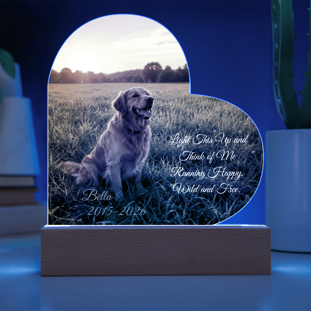 Personalized Pet Memorial Heart LED Plaque