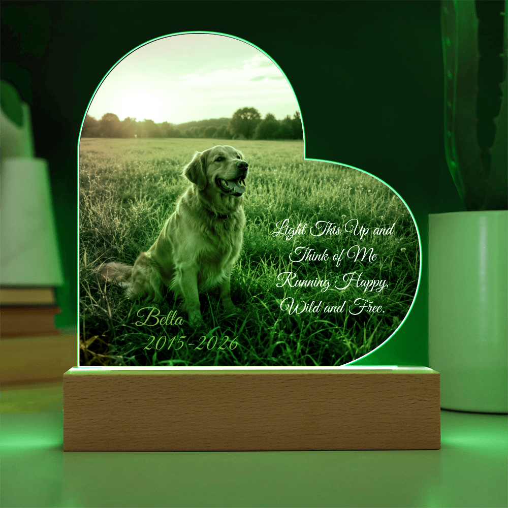 Personalized Pet Memorial Heart LED Plaque
