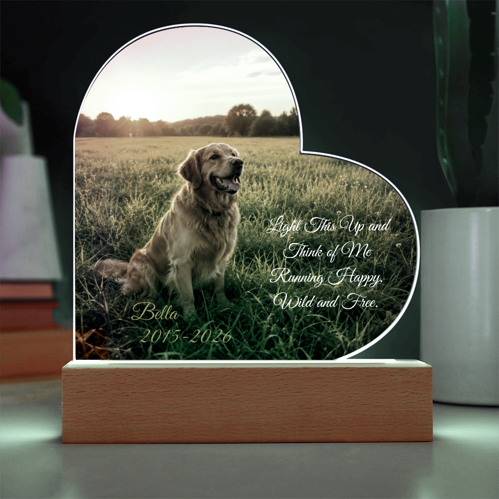 Personalized Pet Memorial Heart LED Plaque