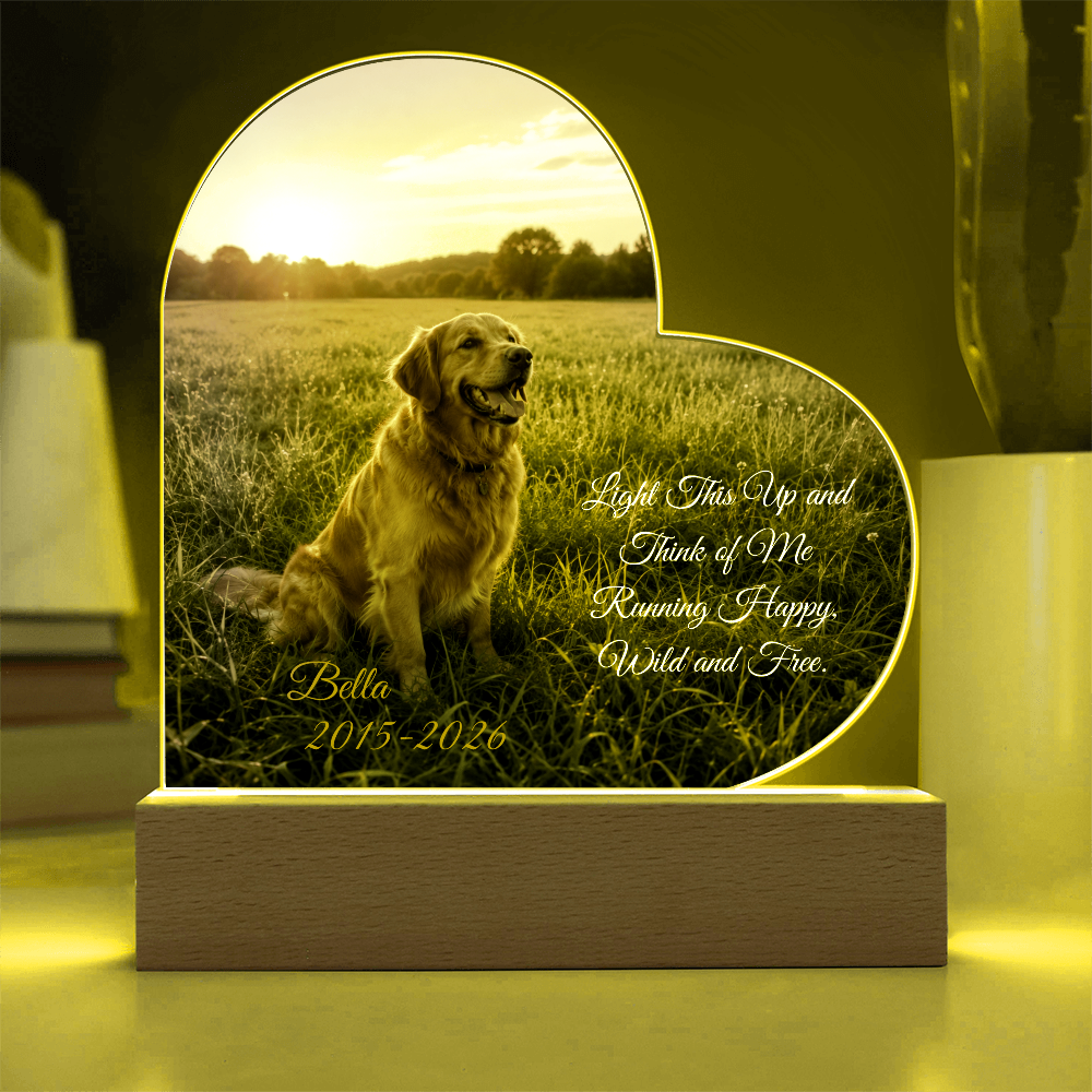 Personalized Pet Memorial Heart LED Plaque