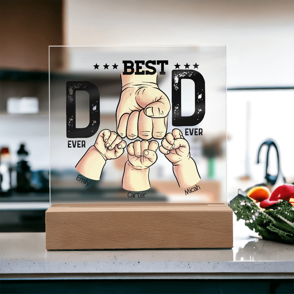 Best Dad Ever Personalized Kids Fist Bump LED Acrylic Plaque
