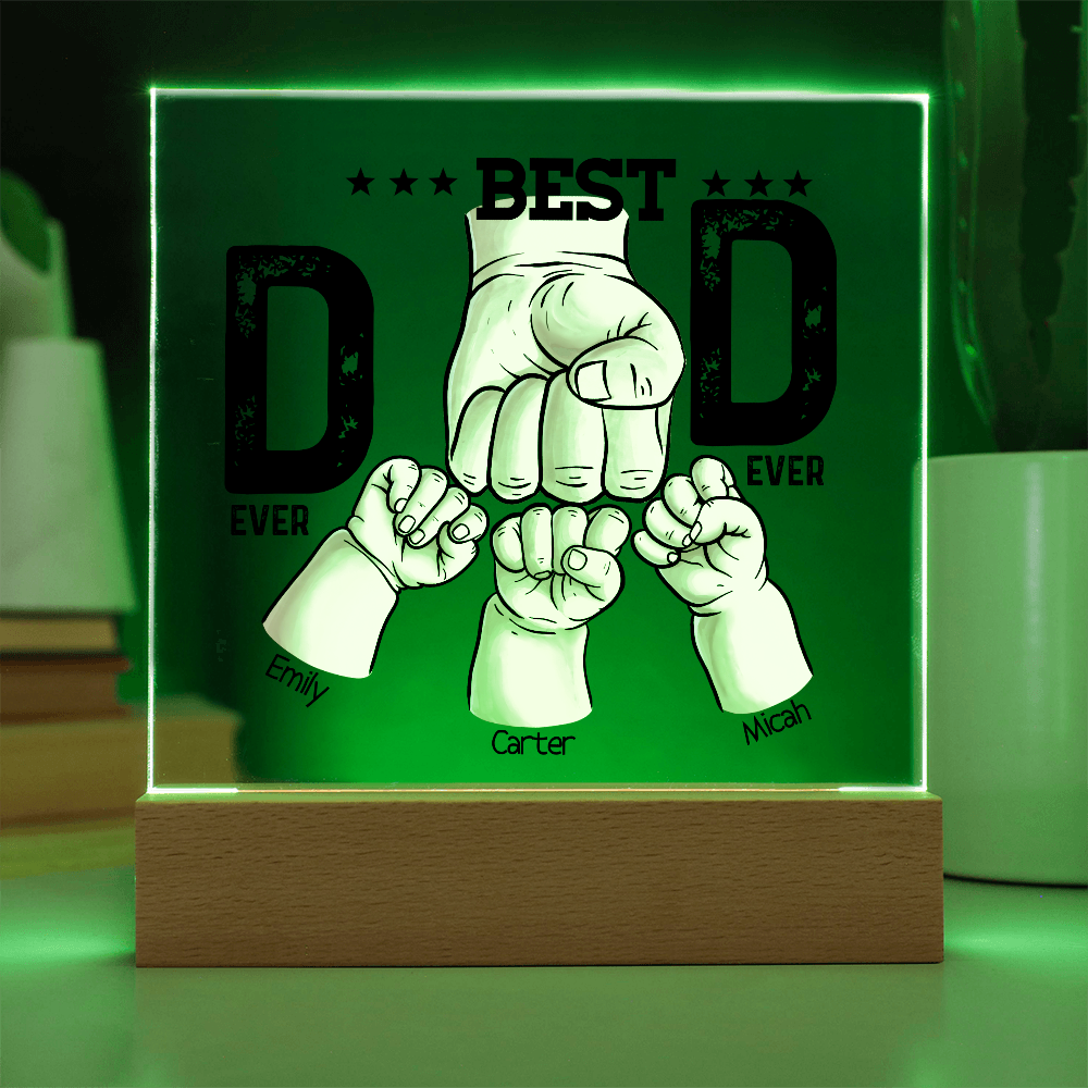 Best Dad Ever Personalized Kids Fist Bump LED Acrylic Plaque